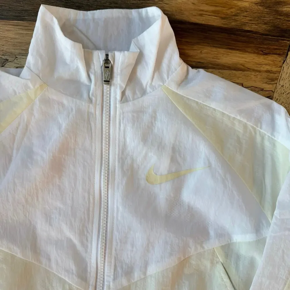 Nike Kids Crop Track Jacket Cream White Girls Youth Medium M FB1267-113